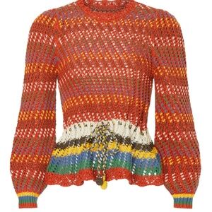 Polo by Ralph Lauren Pointelle Cotton Peplum Sweater, M